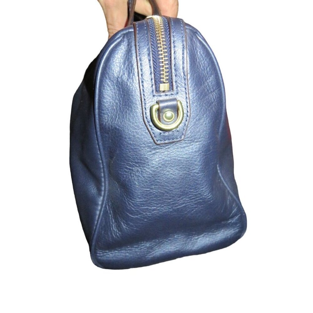 Coach Taylor 2013 Metallic Blue Leather Double Handle Satchel & Crossbody Strap - Picture 4 of 13